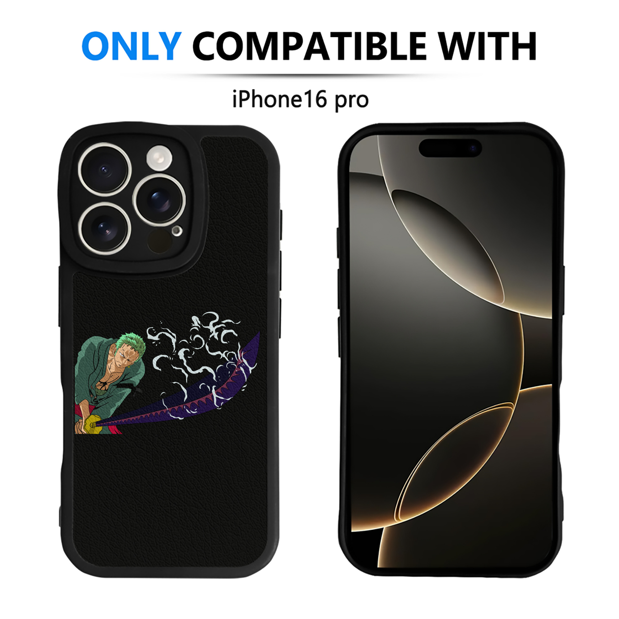 （画像用） ワンピース ロロノア・ゾロ ONE PIECE Roronoa Zoro 【iPhone 16シリーズ対応】シリコンスマホケース（レザー調） 材質：シリコン